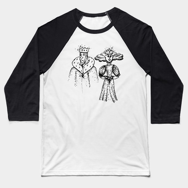 Royal King and Queen Doodle Baseball T-Shirt by 1Redbublppasswo